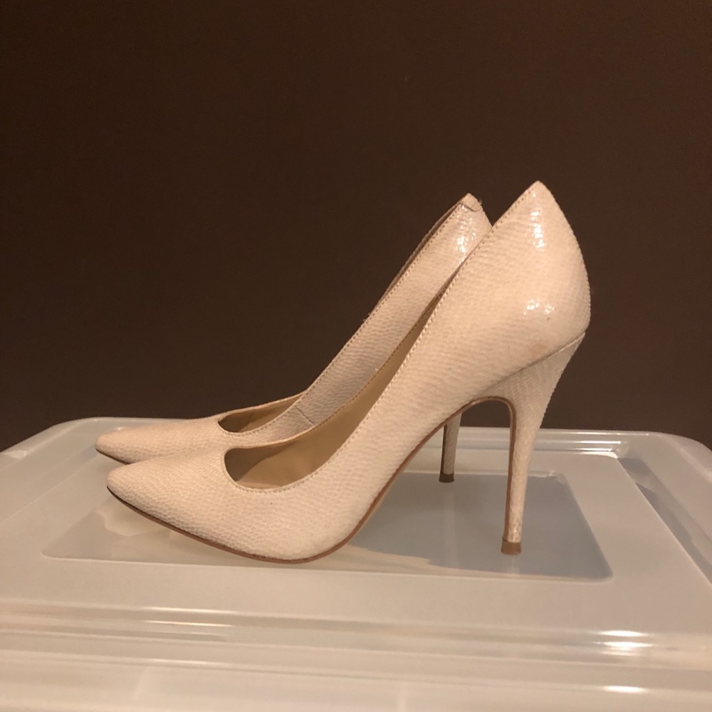 BcBg snake embossed heels